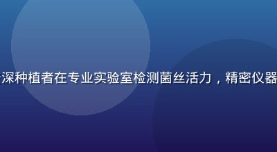 蘑菇成品人视频进阶篇：资深种植者在专业实验室检测菌丝活力，精密仪器与白色实验台构成专业画面